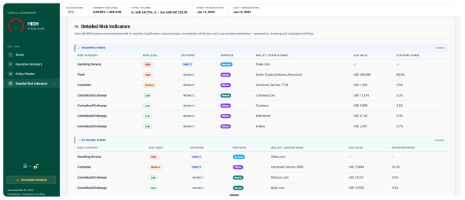 A sample AURA wallet risk report