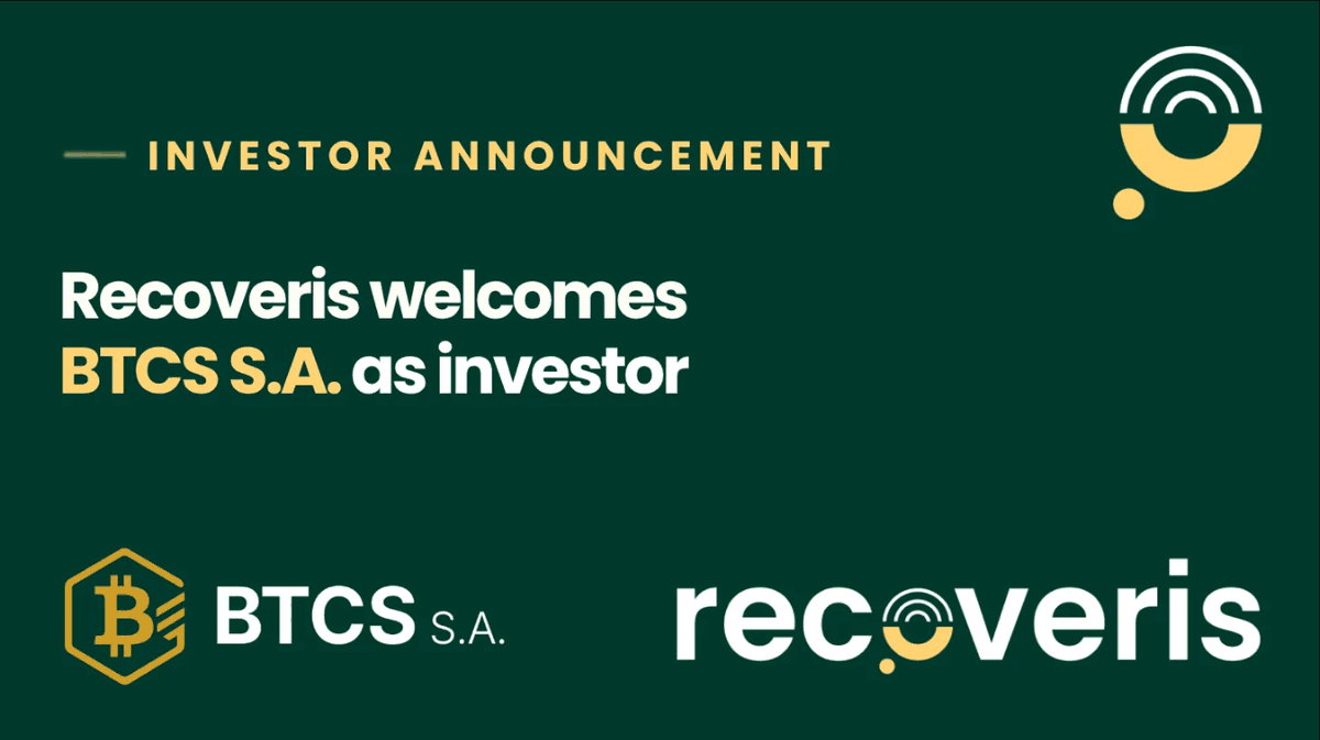 Recoveris welcomes BTCS S.A. as investor